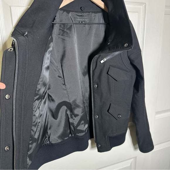 Theory Nyree Bomber Jacket Women's Medium Black Moto Style Medium Weight Cotton - Picture 7 of 14